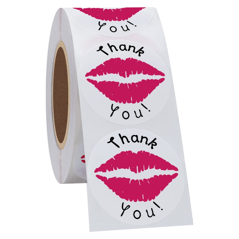 Hybsk Thank You Pink Kissing Lips Envelope Seals Stickers Total 300 Per Roll - Image 4
